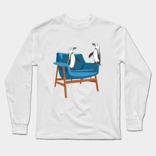 African Penguins Meet up on a Vintage Chair Long Sleeve T-Shirt